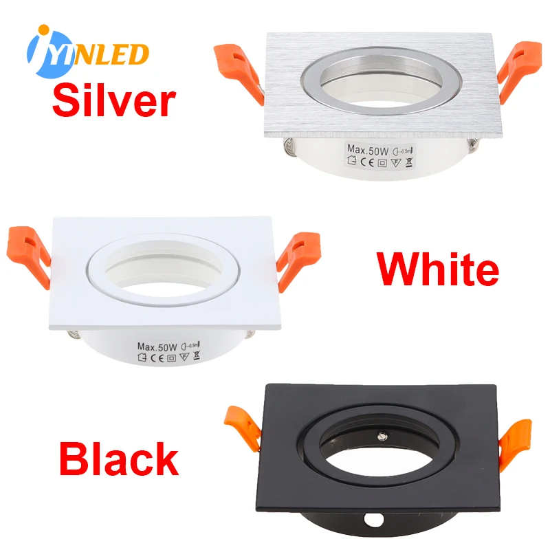 Ajustável embutido LED Spot Light Frame, MR16, GU10 Fixture, Luminárias de teto, 4pcs