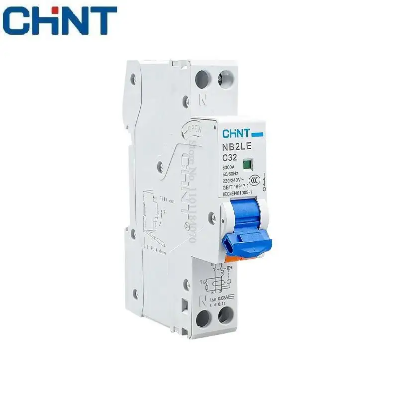 CHINT iDPN Vigi+ NB2LE 1P+N Leakage 30mA Residual Current Circuit Breaker with Overcurrent Protection Device RCBO 32A 40A 18mm