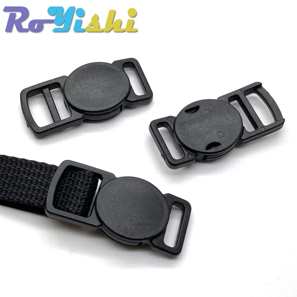 Black Release Buckles Round Plastic Safety Breakaway for Pets Collar Paracord Bracelet Webbing Bag Apparel Accessories