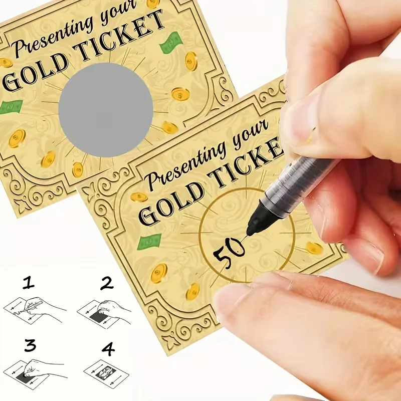 

28PCS. Customized content golden scratch cards, business, parties, events, office supplies