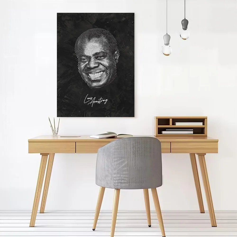 Louis Armstrong Portrait Canvas Wall Art Poster Custom Wall Paintings Personalized Photo Printing for Painting Room Ornaments