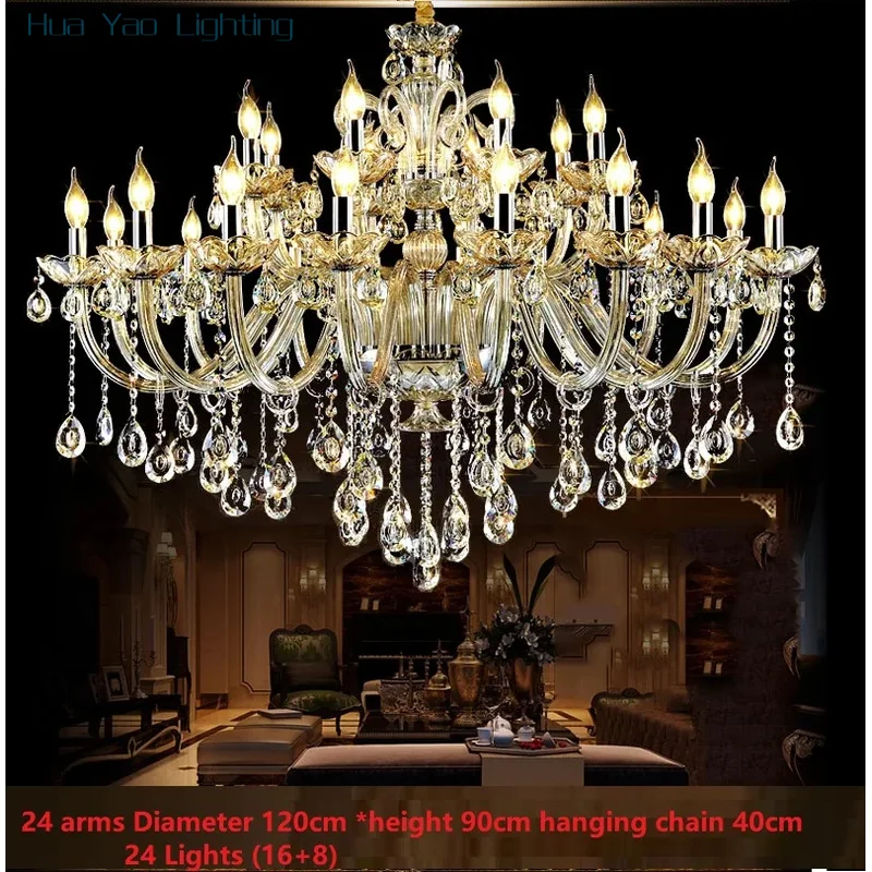 Modern Large Crystal Lights Big Lustres K9  Luxury Home Decoration Transparent/Amber/Gold/Cognic Villa Chandelier