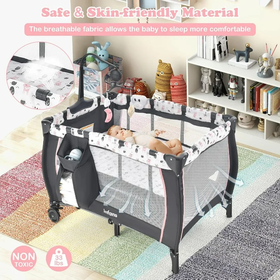 Pack et jeu 3 en 1, berceau de voyage Portable avec matelas amovible, Table à langer pour nouveau-né, parc pliable avec