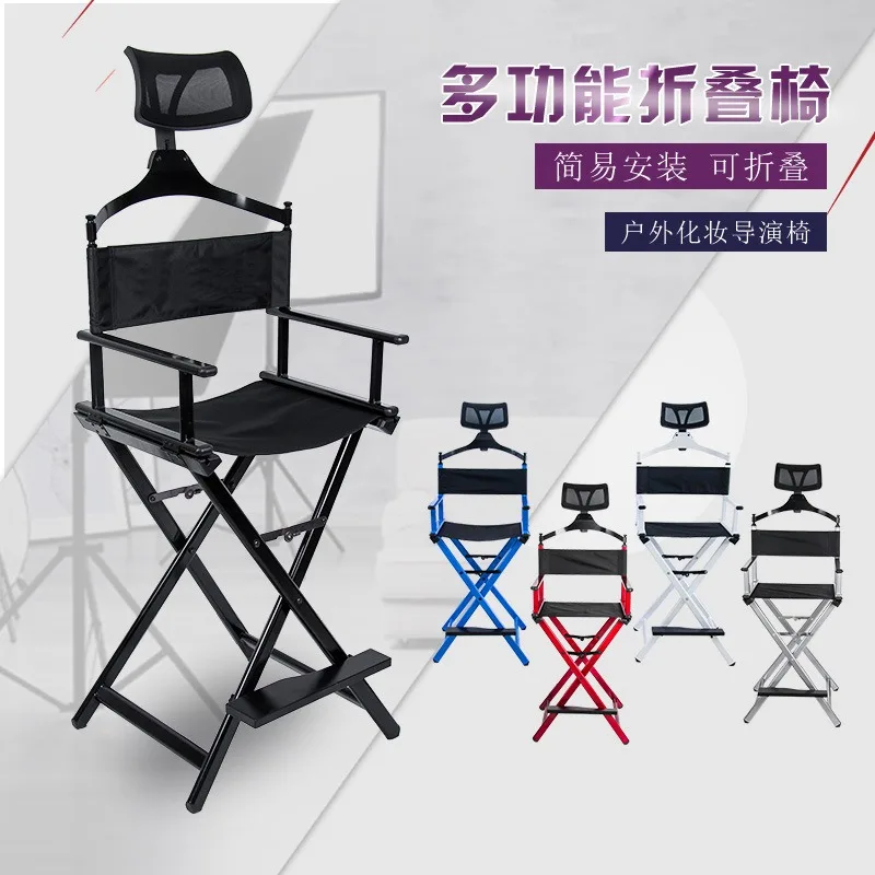 Klappstuhl aus Aluminiumlegierung, Strandstuhl mit Kopfstütze, Regiestuhl für den Außenbereich