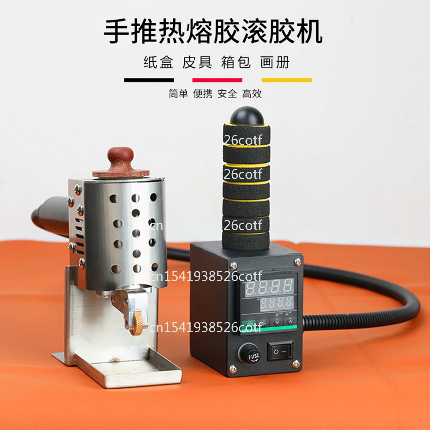 

Hand-pushed hot melt adhesive roller to lift leather bag hot