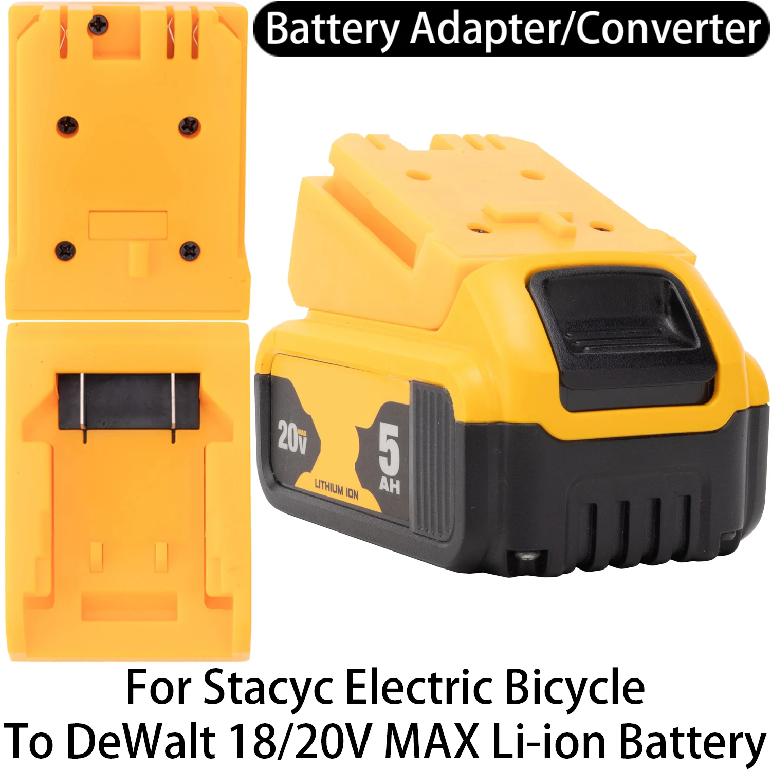 Battery Adapter for Stacyc Electric Bicycle to DeWalt 18/20V Li-ion Battery Adapter Converter Power Tool Accessory