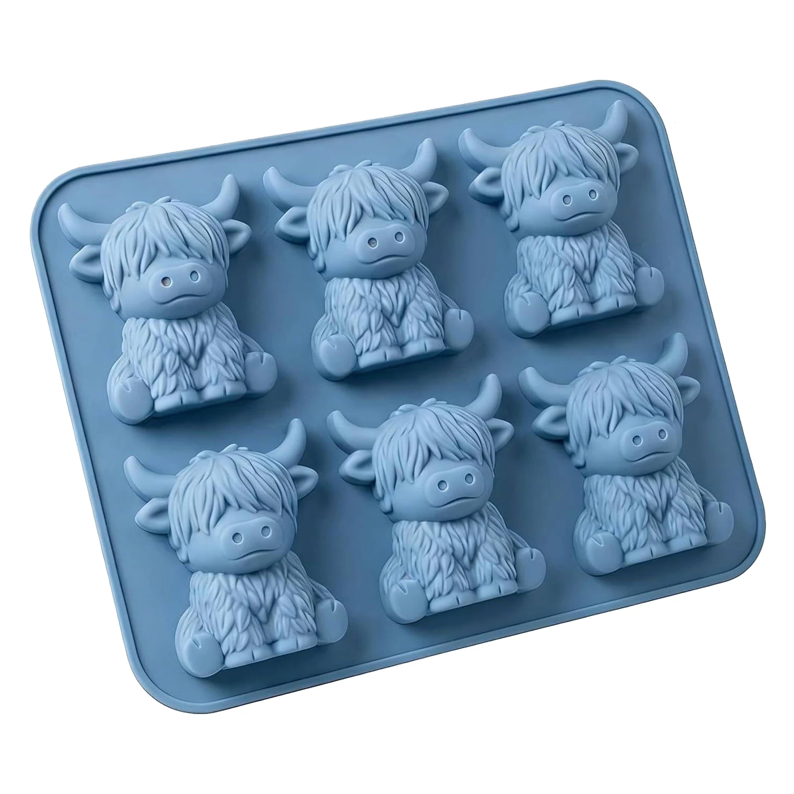 Silicone 3D Highland Cow Ice Cube Tray Soft Elasticity Highland Cow Plaster Mould for Chocolate Candy Jelly Homemade Treats