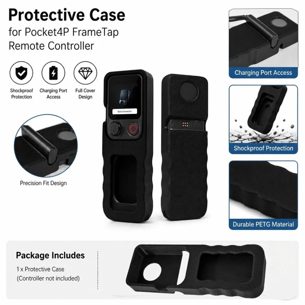 3D Printed PETG Remote Controller Protective Cover Charging Port Opening Protective Remote Cover for DJI Osmo Pocket4P FrameTap