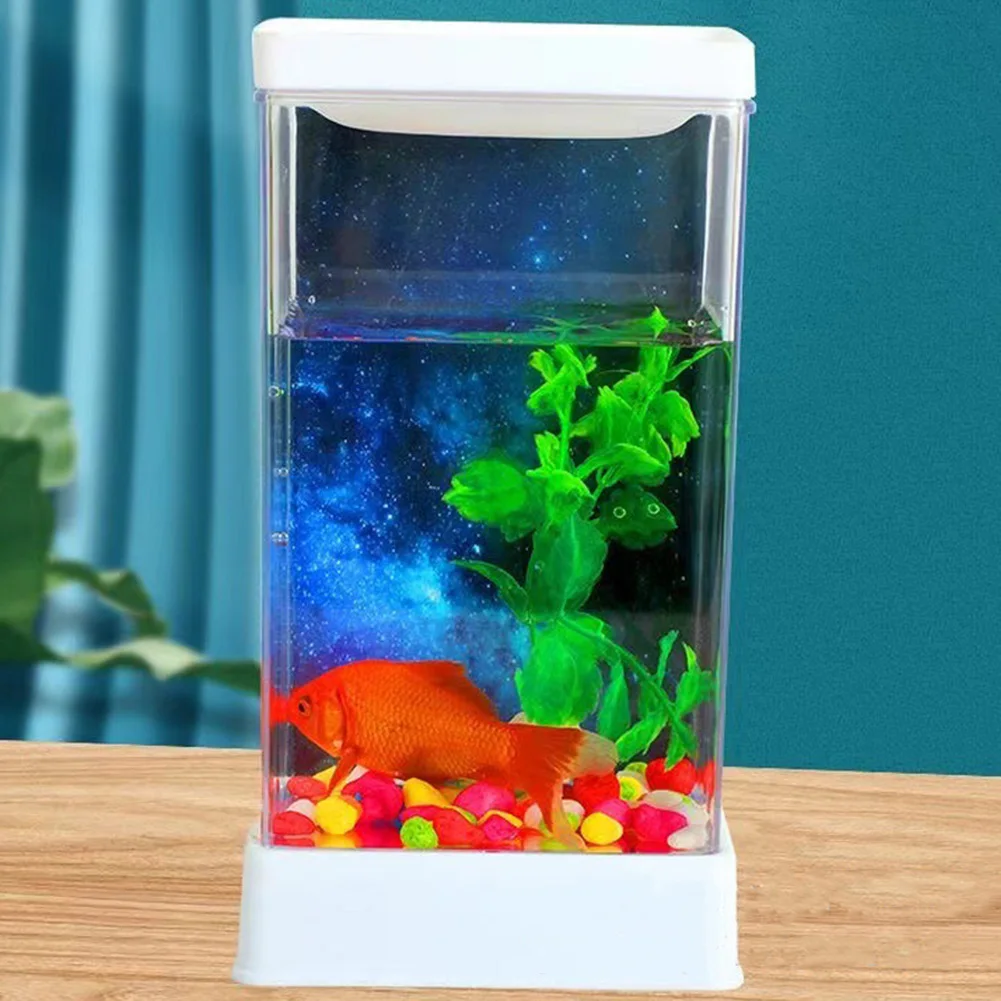 

Desktop Betta Fish Tank With LED Light Adjustable Light Isolation Small Aquarium Mini Plastic Fish Tank For Living Room Office