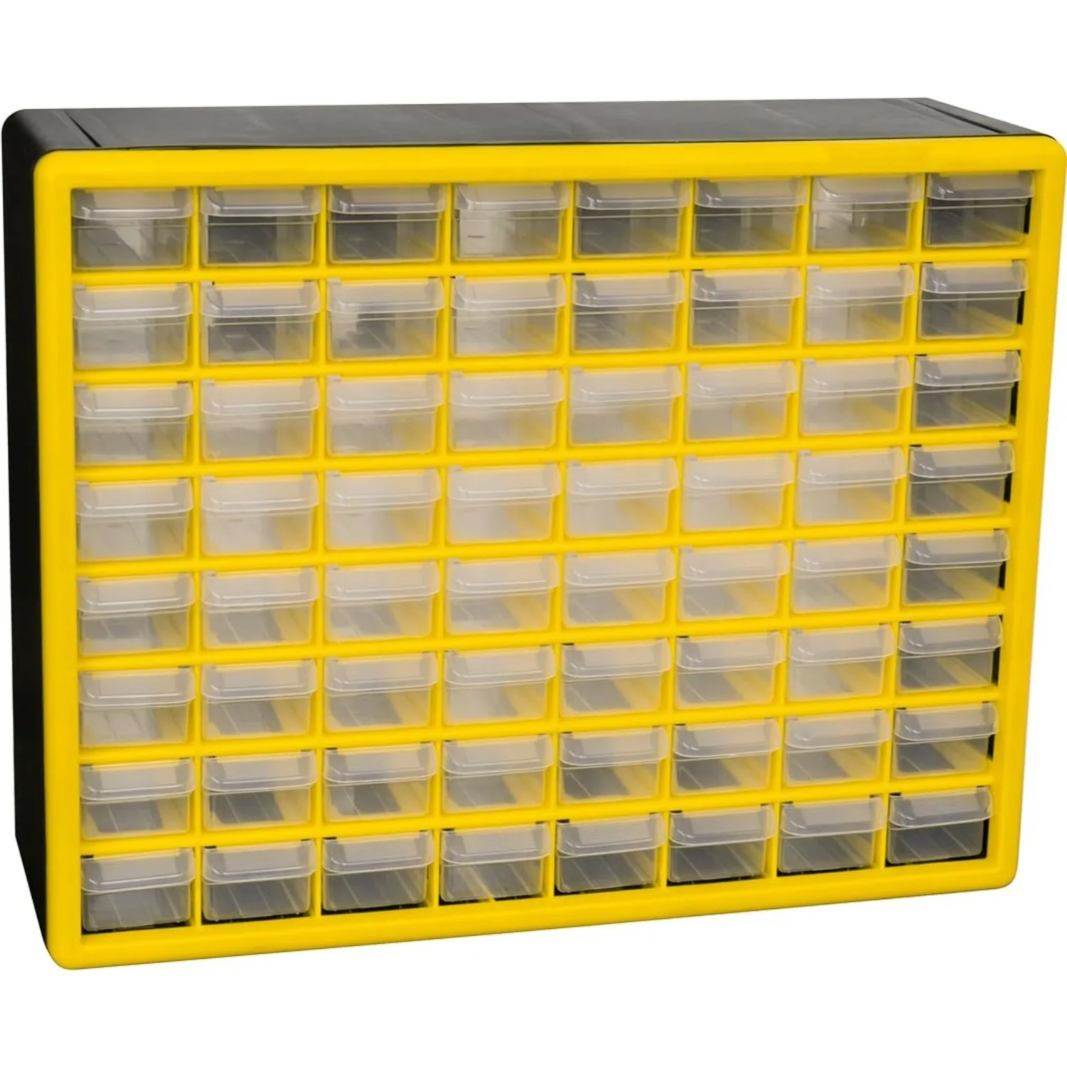 

64 Drawer Plastic Parts Storage Hardware and Craft Cabinet, 20 W x 6 D x 16 In H, Yellow