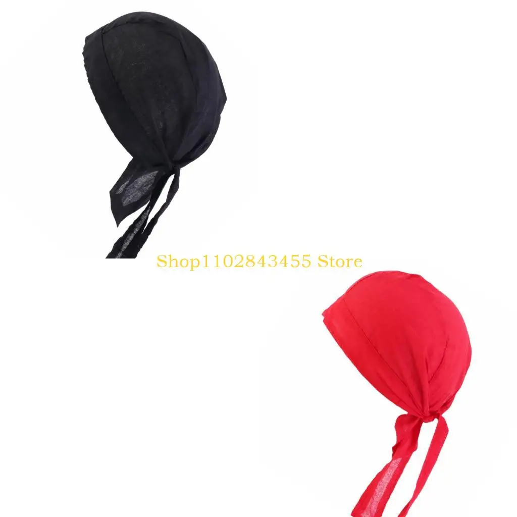 49MC Kitchen Kerchief Hat Sweat Resistant Chefs Hat With Adjustable Band For Bakery