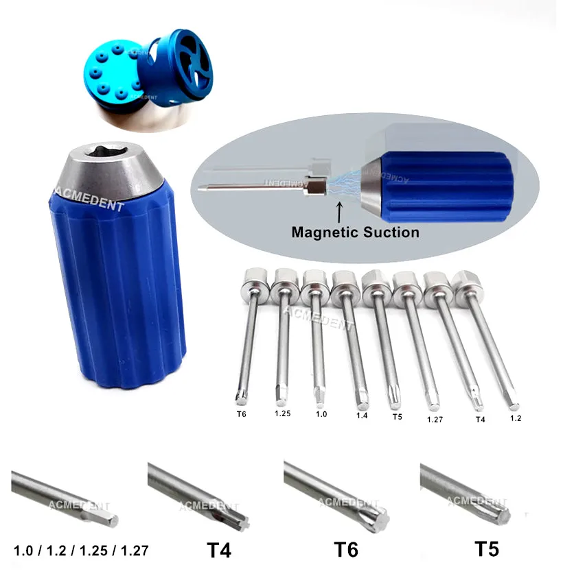 10Pcs/Set Dental Torque Screwdriver Detachable Magnetic Wrench Screw Driver