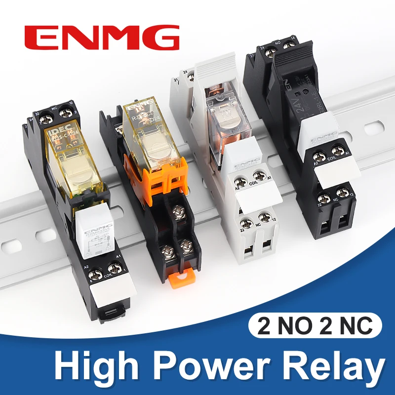 ENMG G2RL-1-E/G2RL-2 DC24V Relay 16A 2NO2NC DIN Rail, Slim LED Indicator Electromagnetic Relay with Transient Protection