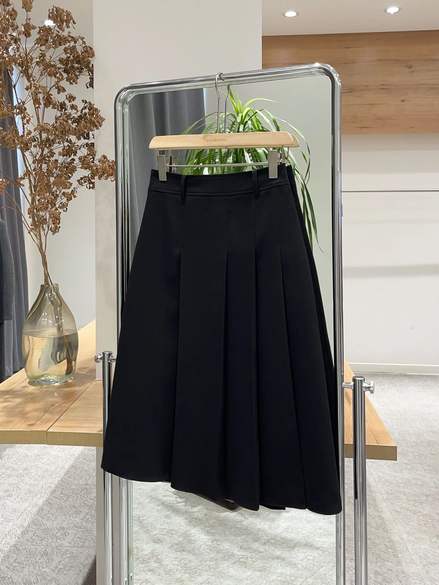 Nolara Autumn 2024 Plaid High Waist A-Line Skirt Commuter Korean Sle Pure Color Wool Polyester Blend Side Split Zipper