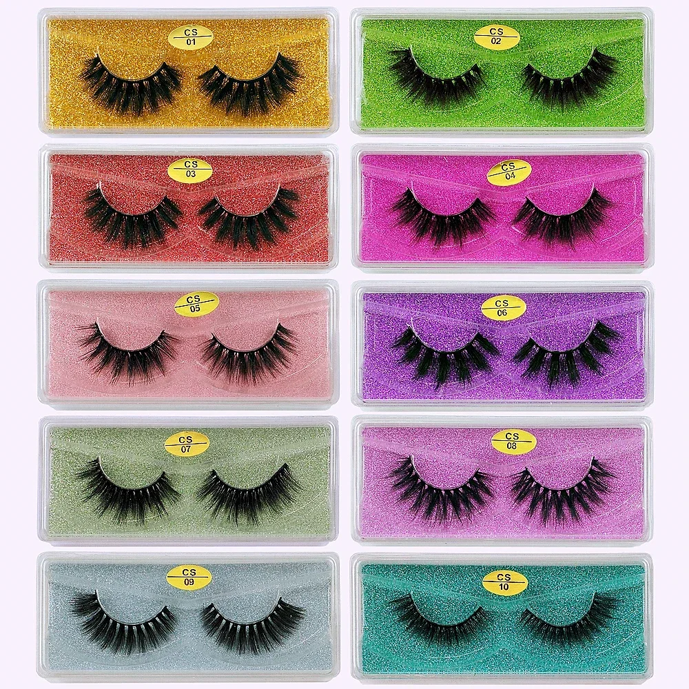 Nerz Wimpern 10 Paare 3d Nerz Wimpern natürliche falsche Wimpern Pack Make-up gefälschte Wimpern Masse – Detail 1