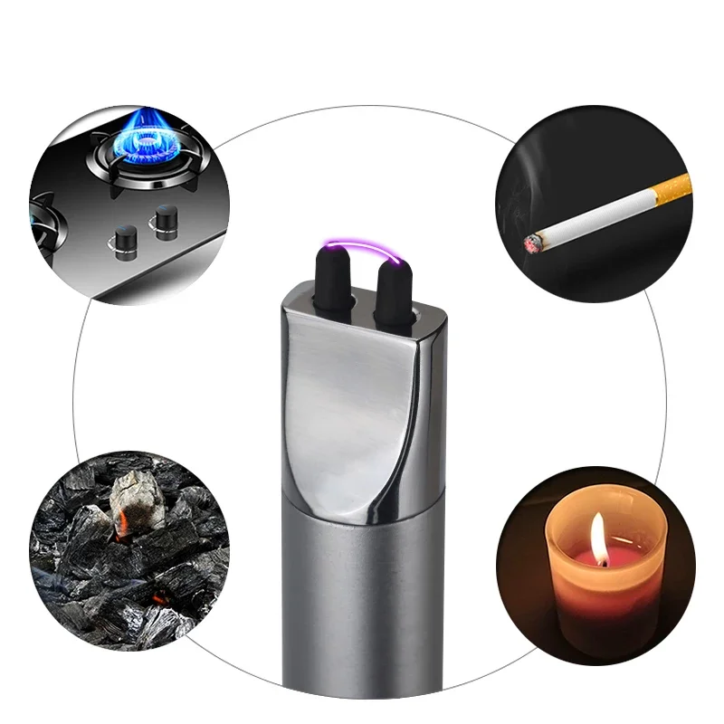 Long Rechargeable Lighter Single Arc Pulse Plasma Electric Lighter USB Flameless Windproof Kitchen BBQ Candle Lighter