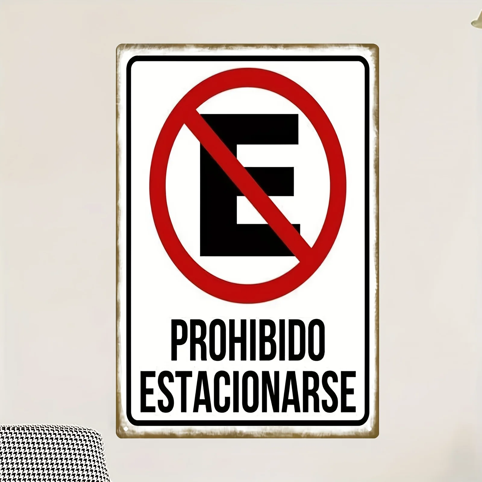 CIFBUY No Parking Prohibido Spanish Aluminum Wall Art Waterproof Rustproof Metal Decor for Driveway Fire Lane Private Property