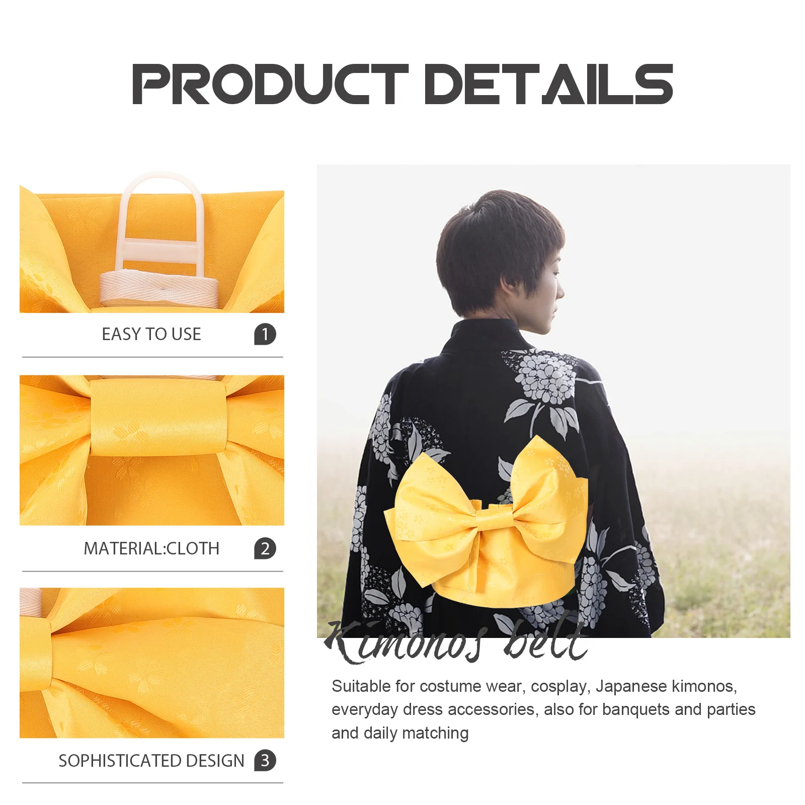 حزام خصر على شكل فيونكة على شكل فراشة، حزام خصر عريض أنيق لملحقات فستان كيمونوس يوكاتا، شرابة لف الخصر على الطراز الياباني العتيق