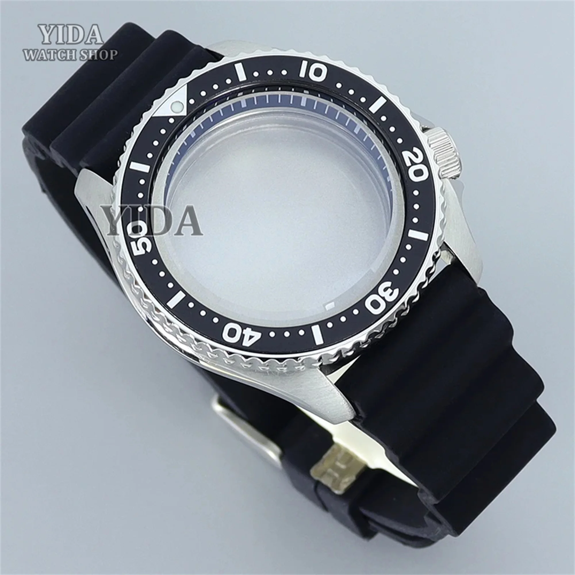 42 مللي متر SKX 007 ساعة حافظة المطاط سوار الياقوت كريستال ل NH35 NH36 الحركة التلقائية 28.5 مللي متر الطلب حافظة وزارة الدفاع استبدال