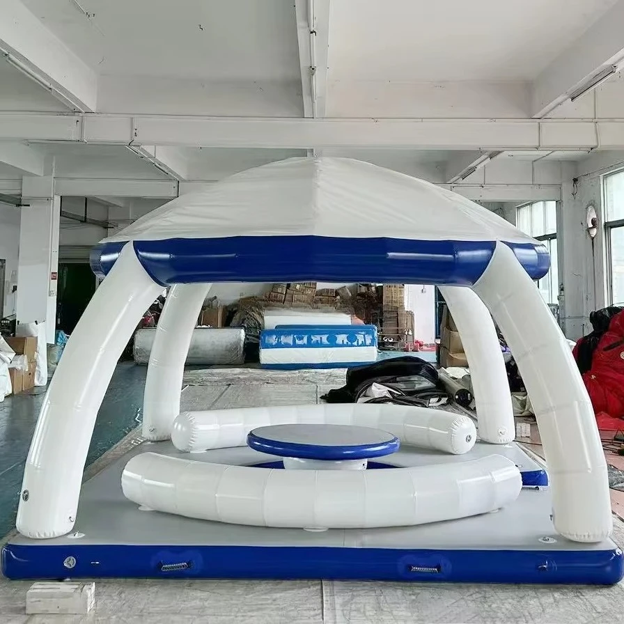 High Quality Drop Stitch Inflatable Pool bar Floating Island Beach Pool bar Tent for Sale
