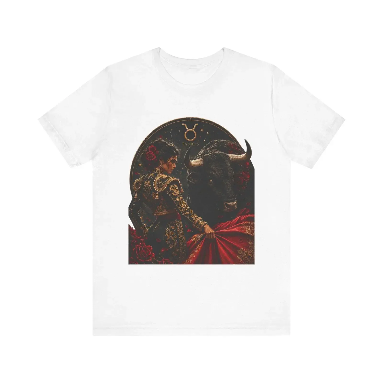Taurus Matador Bull Illustration T Shirt Zodiac vintage Washed fashion Casual Breathable Versatile Soft designer clothes