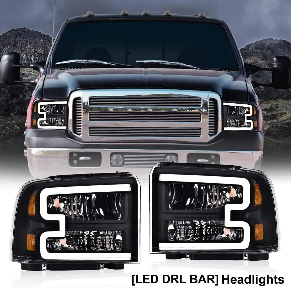 LED DRL Headlight Compatible with Ford F250 F350 F450 F550 Super Duty 2005-2007/Compatible with Excursion 2005 6C3Z13008DB,6C3Z1