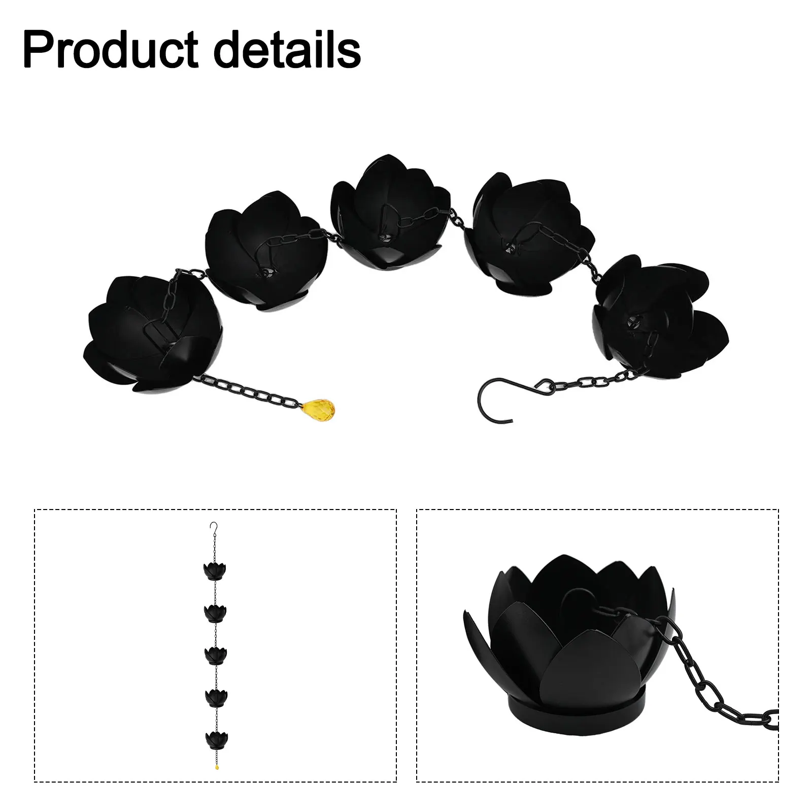 Hanging Chain Garden Decoration Garden Focal Point Rust Resistant Rust-resistant 5 Lotus Flowers For Garden Decor