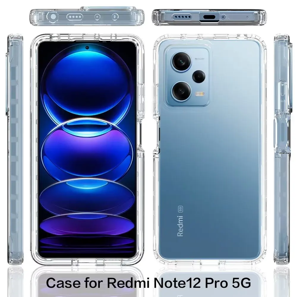 Clear Shockproof Hard Bumper Soft TPU Protective Cover Case For RedMi Note 12 Pro 5G/Poco X5 Pro 5G with Screen Protector