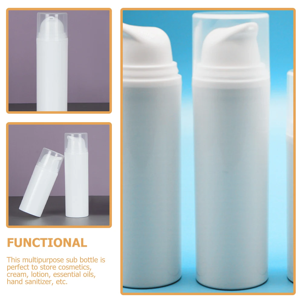 

6pcs Empty Airless Pump Bottles Cream Lotion Container Travel Toiletries Refillable Durable Plastic Skincare Tool
