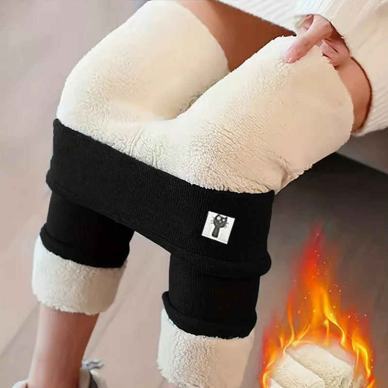 

Толстые теплые плюшевые леггинсы, зимние теплые и морозостойкие бархатные облегающие пластиковые носки, черные эластичные кашемировые леггинсы из ягненка