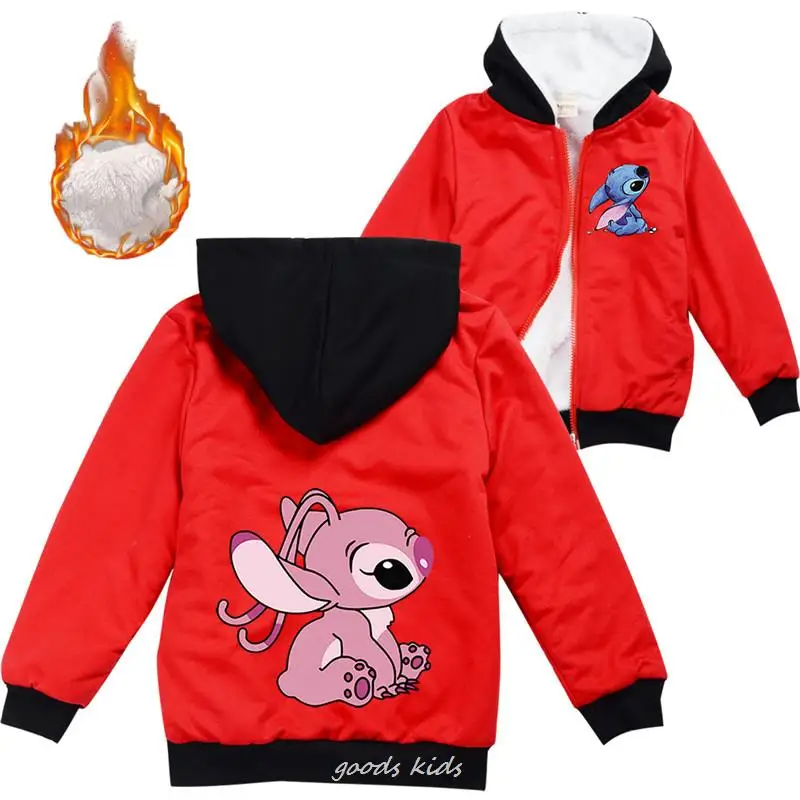 Lilo And Stitch Youth Children Winter Jackets Girls Cotton Padded Kids Boy Jacket Warm Outerwear Autumn Casual Kids Coats Winter