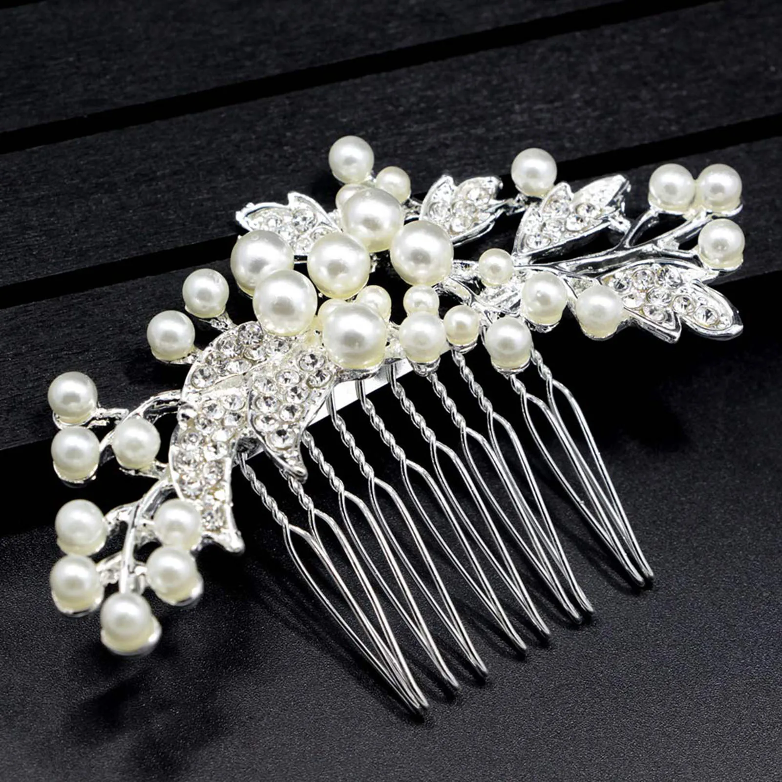 

Wedding Rhinestones Leaves Hair Comb Chinese Style Pearl Hair Styling Tool Accessories for Princess Party Favors Accessories