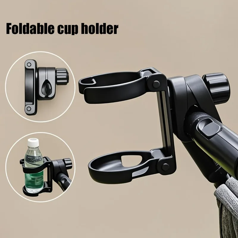 Stroller Cup Holder Multi Functional Water Bottle and Drink Holder for Bottles Adjustable Foldable Material ABS 9x11.7cm
