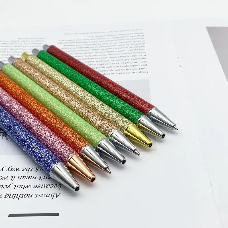 Press The Gold Powder Ball Pen Cover Pu Glitter Chalk Color Metal Pen