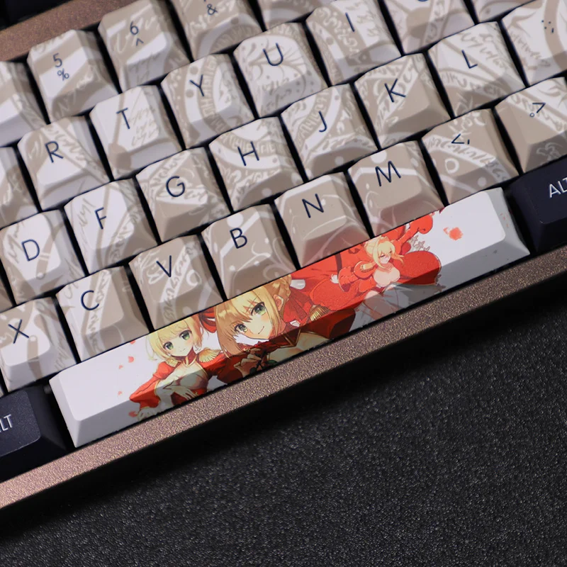 1 Set PBT Dye Subbed Keycaps Two Dimensional Cartoon Anime Gaming Key Caps Cherry Profile Keycap For FATE Saber Nero