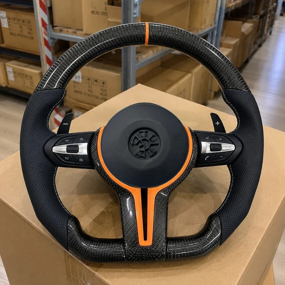Custom Steering Wheel For BMW F10 F11 F30 F31 F34 F32 F33 F36 F20 F21 F22 F23 M3 M6 Interior Steering Wheel Carbon Fiber Leather