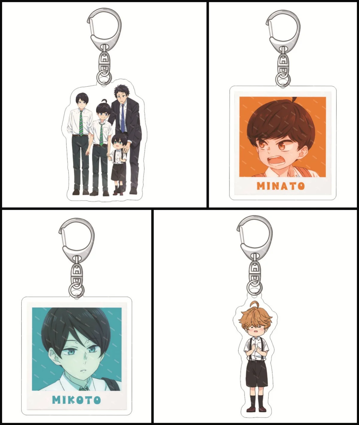 Cute Anime Yuzuki San Chi No Yon Kyoudai Keychain Women Hayato Mikoto Minato Gakuto Acrylic Key Chain Man Bag Pendant Ornament