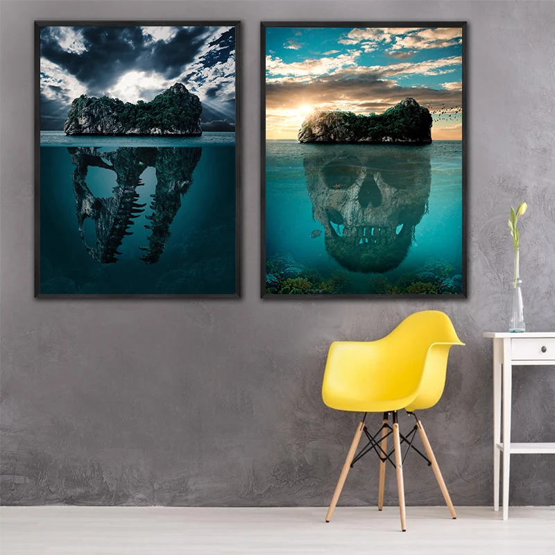 

Nature Landscape Skull Canvas Painting Abstract Posters and Prints Cuadros Wall Art Pictures for Living Room Home Decor Unframed