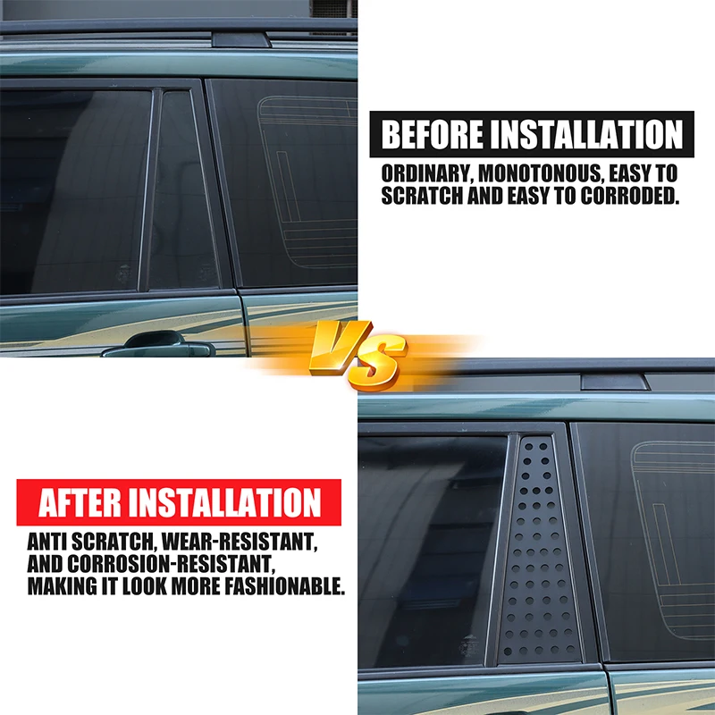 

2Pcs Aluminum alloy For Toyota Land Cruiser Prado 120 2003-2009 car rear window honeycomb board decoration sticker accessories