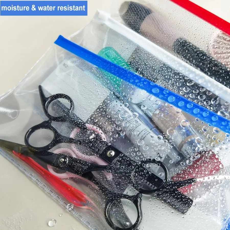 Buste in plastica con cerniera piccola Custodia in plastica da 30 pezzi con tasca per etichette 9x4,7 Ihes Buste trasparenti per soldi riutilizzabili Poly