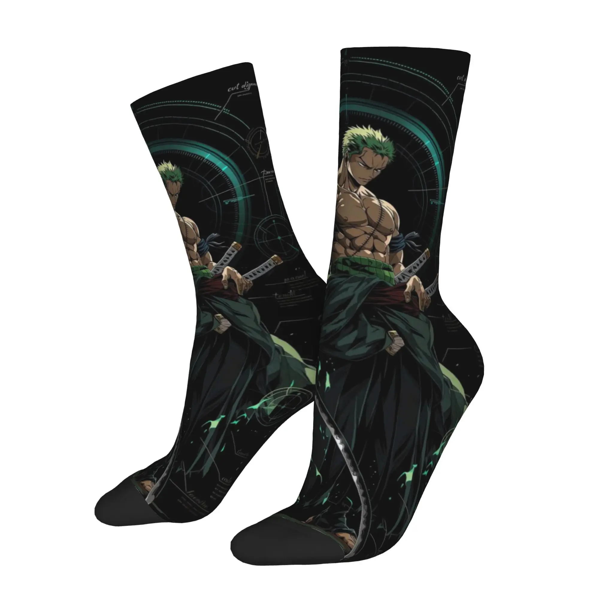 

1 пара забавных носков One Piece Roronoa Zoro (13) с бесшовным принтом в стиле хип-хоп, мужские носки, повседневные мужские носки