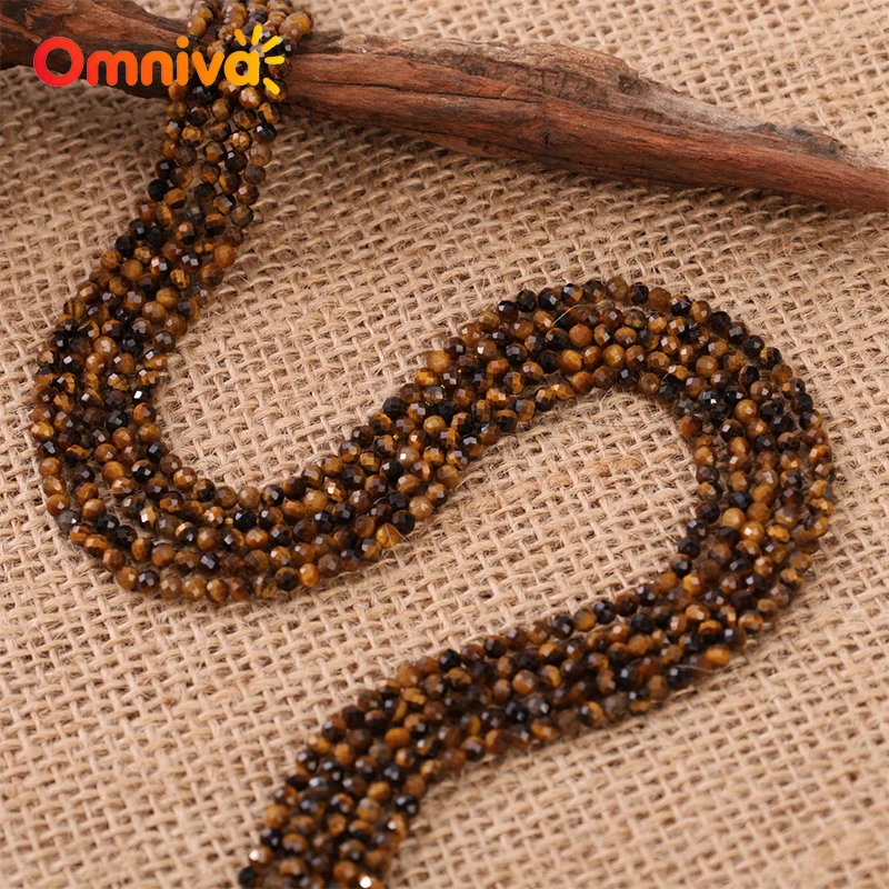 Faceted Tiger's Eye Natural stone Handmade Small beads DIY Woman Accessories anklet charm Bracelets For Making 15 '' Strand 2/MM
