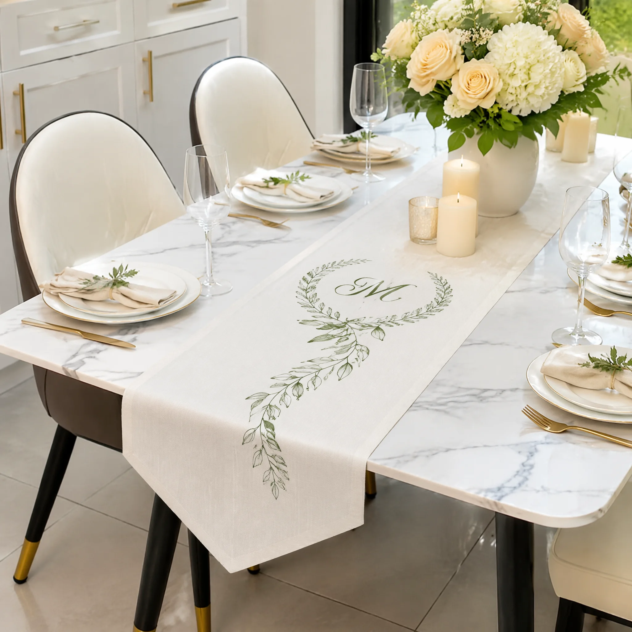 Custom Personalized Table Runner with Logo Name Text, Party Event Decoration Table Cover for Birthday Banquet