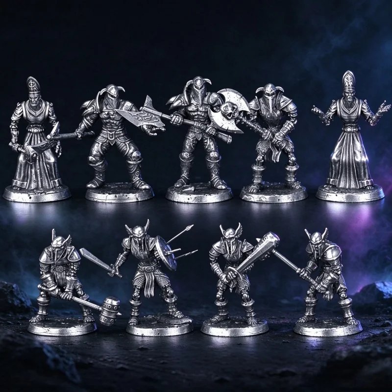 Solid White Copper Miniature Figure Dark Fantasy Undead Knight Warrior Tabletop Wargame Model Desktop Ornament Gift For Men