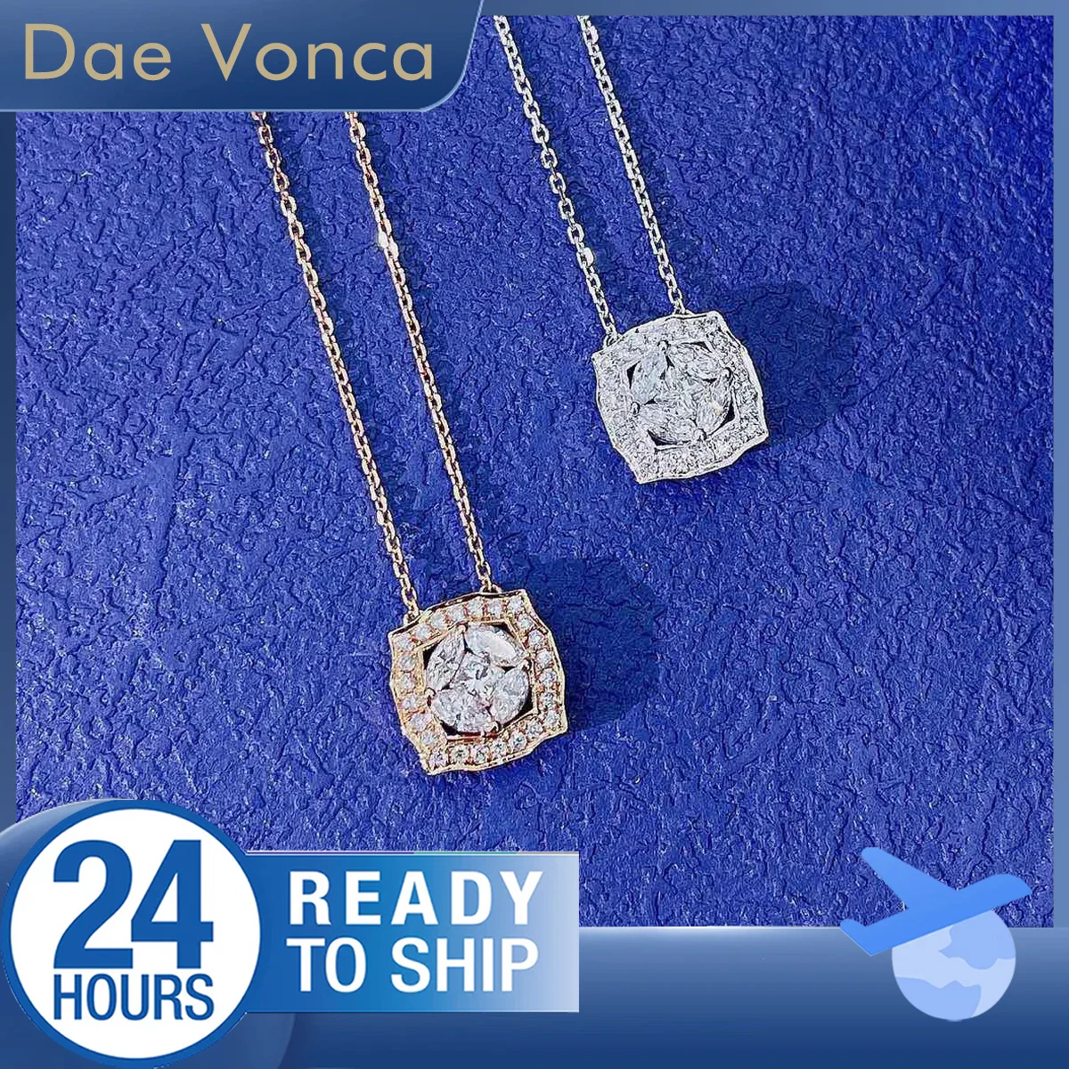 Total 0.35ct Marqiuse Cut Small Lab Diamond 18K White/Yellow Gold Lab Grown Diamond Necklace Birthday Gift for Women