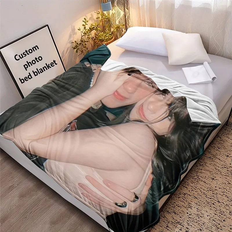 Personalized Photo Custom Blanket, Vintage Flannel Blanket, Custom Gift for Couples and Family Memories, Unique Souvenir Present