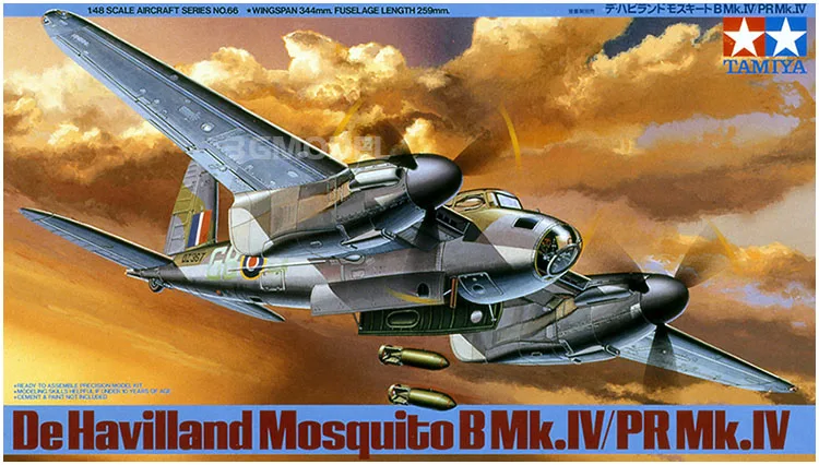 Kit model pesawat rakitan TAMIYA 61066 nyamuk Inggris B Mk.IVPR Mk.IV bomber 1/48