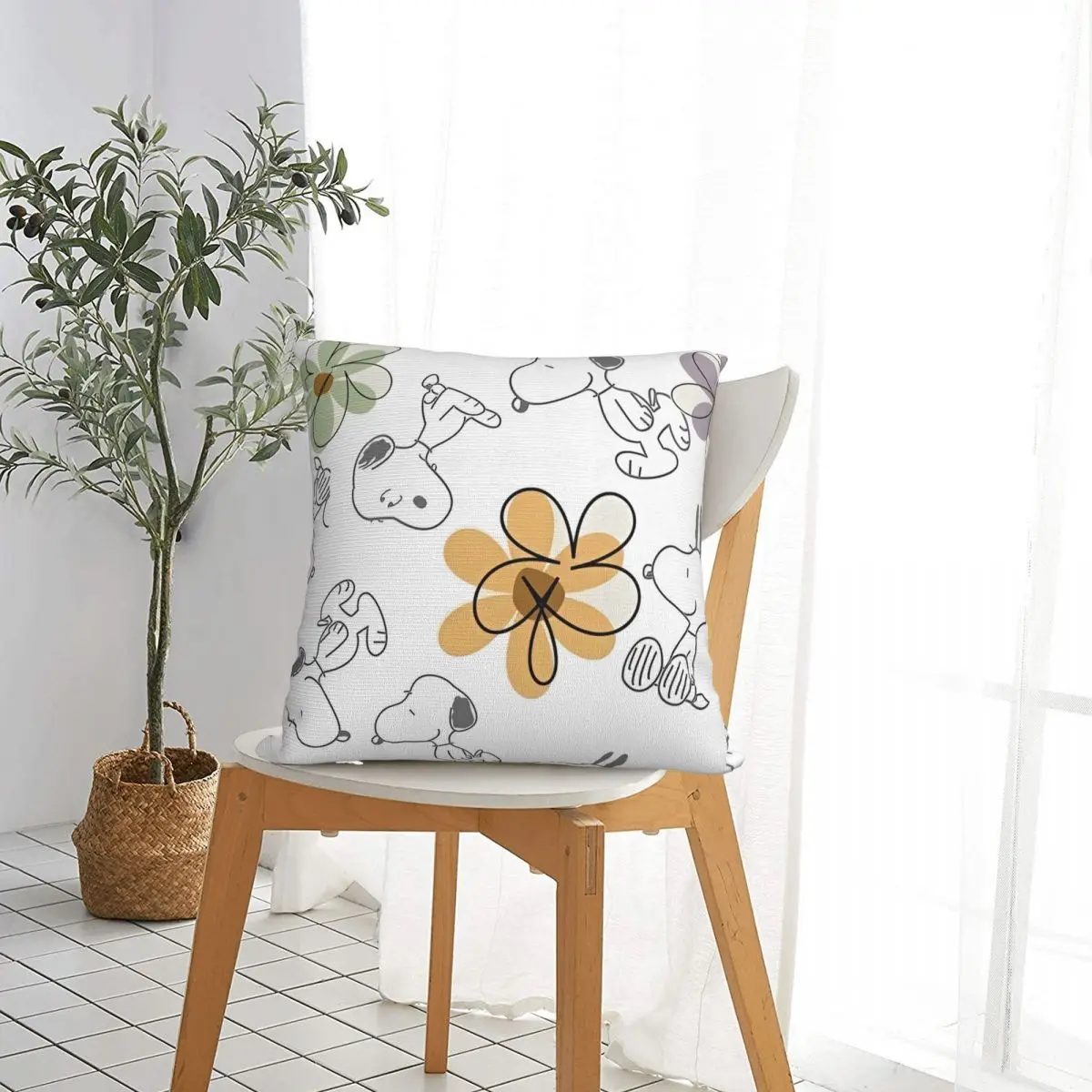 سنوبي الأزهار المخدة غطاء وسادة بوليستر ديكور الكرتون كيس وسادة غطاء غرفة نوم سستة 40*40 سنتيمتر #2