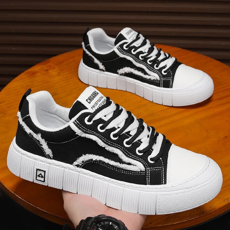 

Men's board shoes 2026 new autumn Korean version trendy flat bottom board shoes student trend men's casual canvas shoes