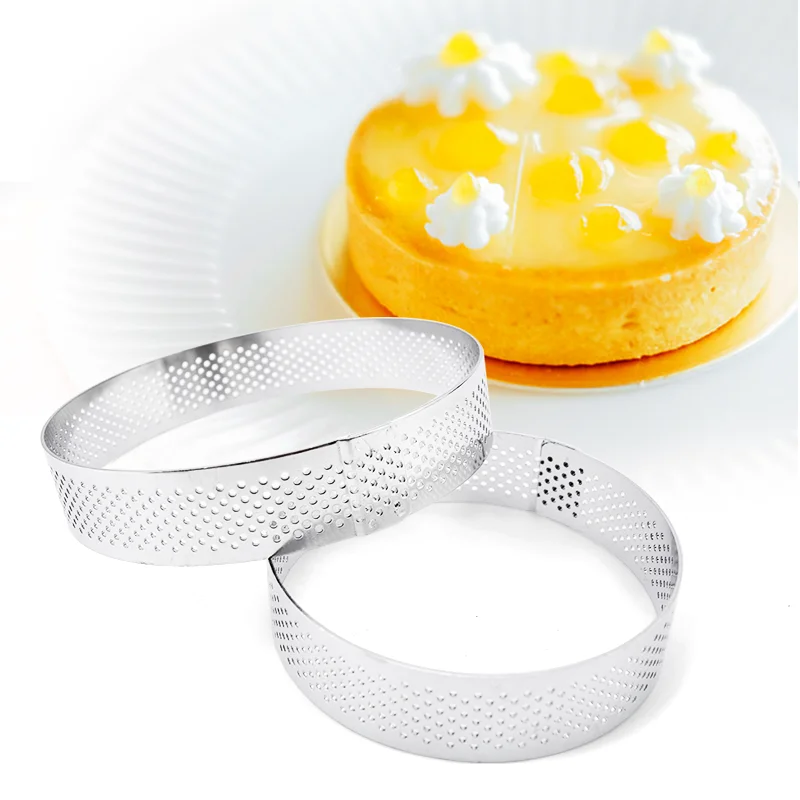 6 8 10 CM Stainless Steel Tart Mold Ring Tartlet Cake Mousse Molds Cookies Pastry Circle Cutter Pie Ring Perforated